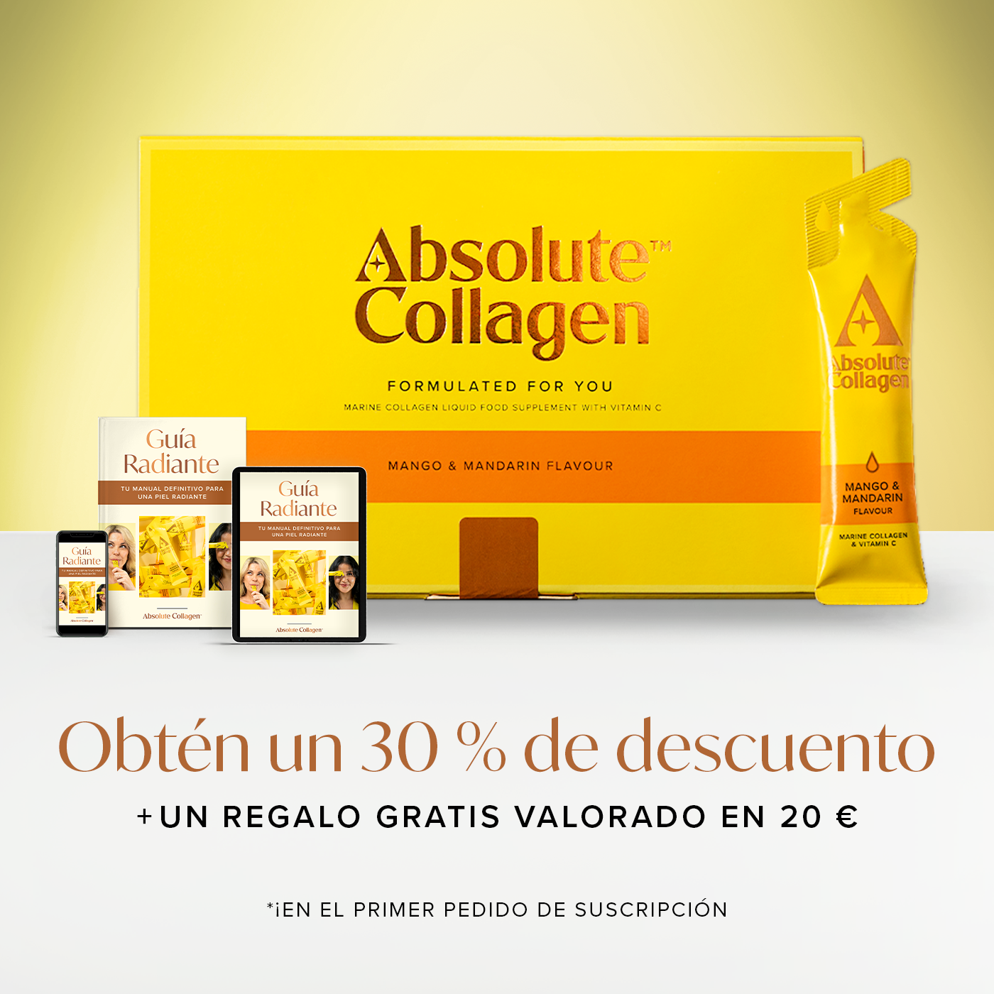 Bebida de colágeno líquido marino para mujer, sobres de 14 x 10 ml